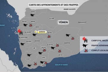 Carte des frappes américaines au Yémen