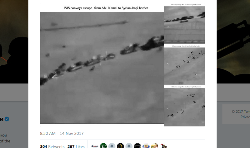Le ministère de la Défense russe a publié les photos autentiques du convoi de Daech qui fuyait d'Al-Boukamal