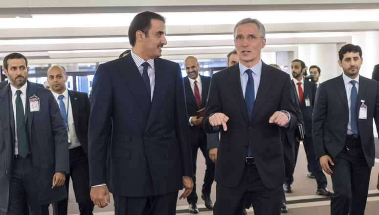 NATO Secretary General Jens Stoltenberg with the Emir of Qatar, Sheikh Tamim Bin Hamad Al-Thani