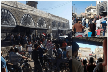 Les habitants de la localité de Abtaa, dans la province de Deraa, arbore le drapeau syrien et demande 9 l'armée syrienne de les débarasser des groupes terroristes