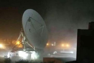 Le bâtiment de télécommunications dans le district d'Al-Thawra a été totalement détruit.