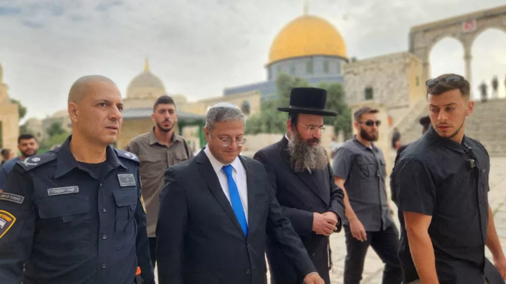 La profanation de la mosquée Al-Aqsa par le ministre extrémiste sioniste Itamar Ben Gvir, le 21 mai 2023. © Reuters