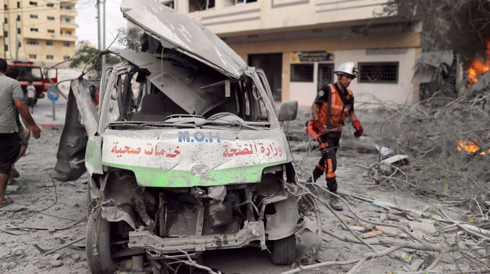 Une ambulance a été endommagée suite aux frappes israéliennes contre la bande de Gaza. (Photo d’Archives)