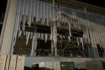 Le bâtiment endommagé à Eilat