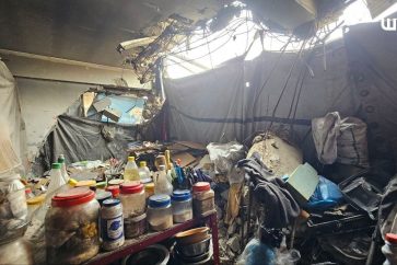 Une tente de déplacés à Jabalia