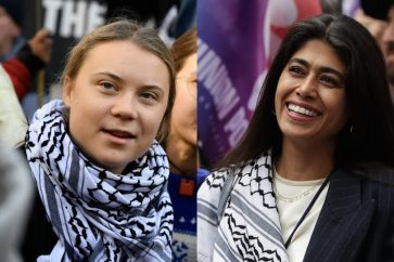 L'eurodéputée franco-palestinienne Rima Hassan et l'activiste suédoise Greta Thunberg