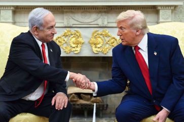 Le président américain Donald Trump et le Premier ministre israélien Benjamin Netanyahu lors d'une rencontre à Washington, le 7 avril 2025 ©AFP
