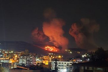 Série de violents bombardements israéliens contre la forêt d'Ali al-Taher, le 3 octobre 2025.