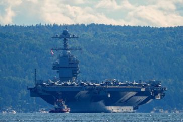 Le porte-avions USS Gerald R. Ford est en route pour quitter Oslofjord, en Norvège, le 17 septembre 2025. ©Reuters